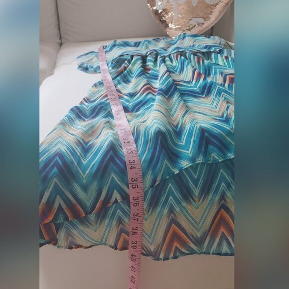 Rue21 Chiffon Sleeveless 2Step Sling Dress Size M Aqua/blue Print. 🌴 - Picture 4 of 7